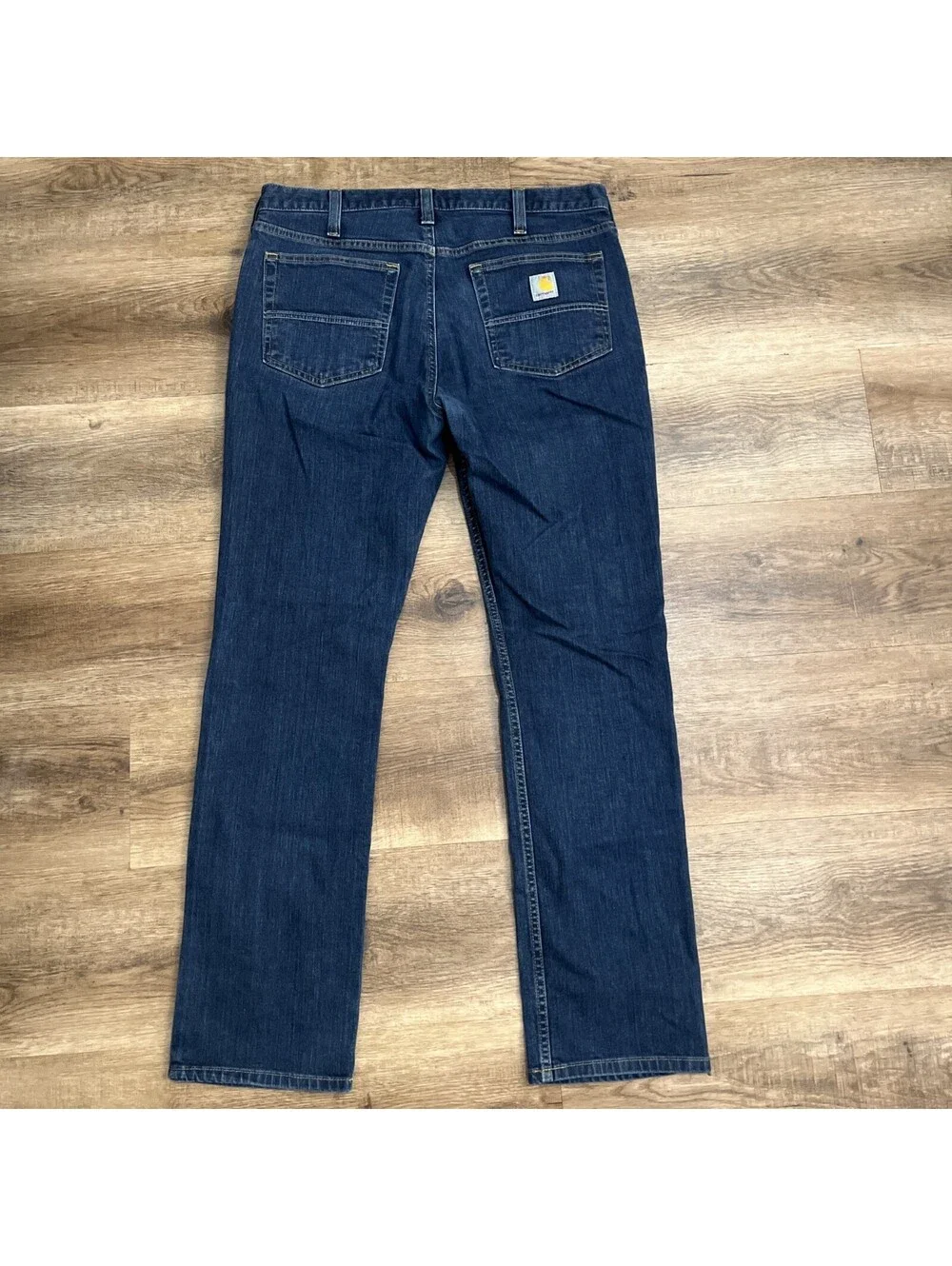 Carhartt 34x32 Men’s Dark Wash Blue Denim Jeans Straight Leg Regular 5-Pocket
